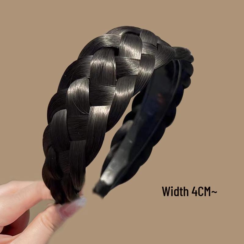 Women's Fishbone Braid Wig Headband: Integrated Braided Hair Clip & Tie Headwear 2024