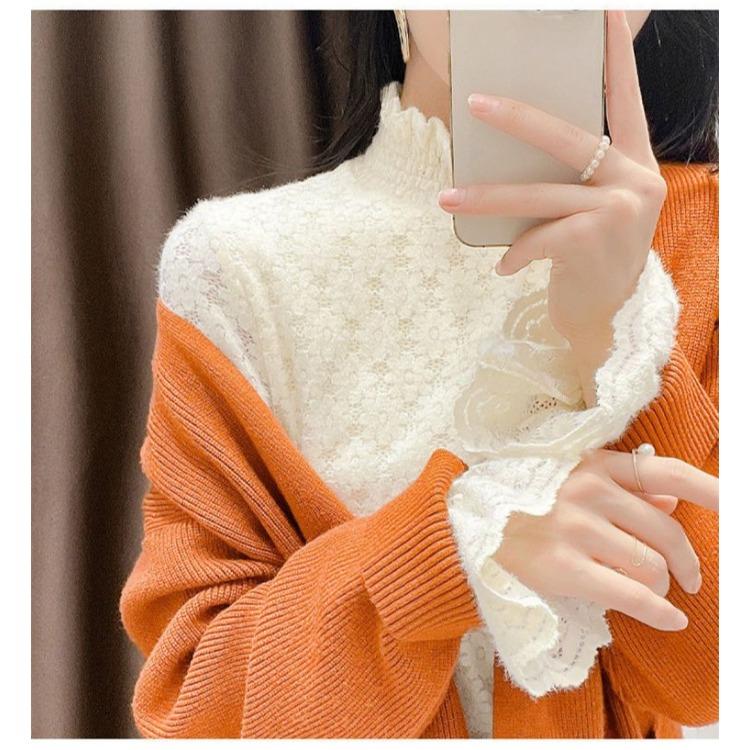 Fermecător și practic: Cămașă de bază din catifea și dantelă pentru iarnă