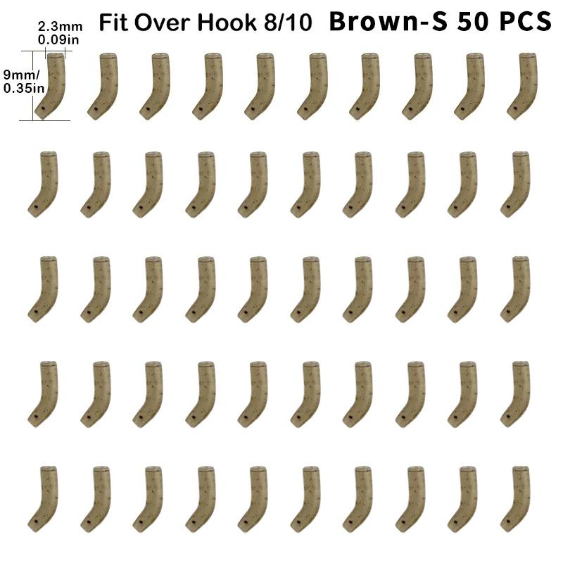 50PCS Carp Fishing Hook Kickers Anti-Tangle Hook Deflectors for Bottom Rigs Green & Brown Fishhook Sleeves