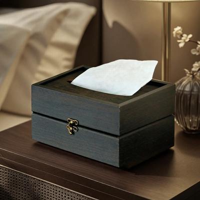 Retro Wooden Tissue Box Decorative Napkin Holder Table Decoration Tissue Rack  Living Room