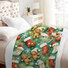 Green Blanket Christmas Stocking Gingerbread Man Soft Flannel Blanket for Home Living Room Bedroom Decor New Year Christmas Gift
