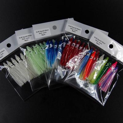 2 Zakken = 16 Stuks Zachte Inktvis Rok Visgerei Zeevissen Zacht Kunstaas Octopus Aas Draden Rokken Mix Kleur lumo Rood Blauw 5 Cm
