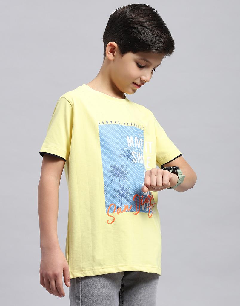 Monte Carlo Boys Printed Round Neck Cotton Blend T-Shirt