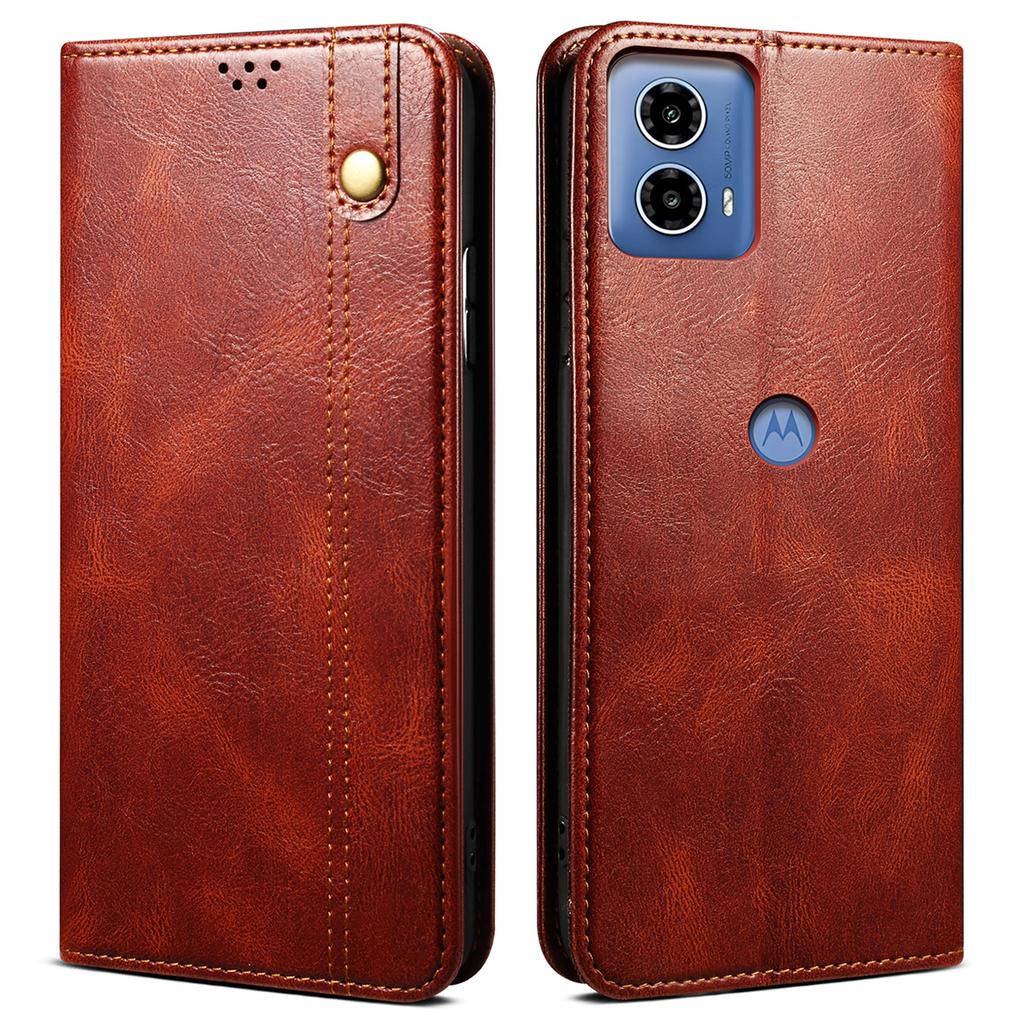 For Motorola Moto G24 Power Magnetic Phone Case Wallet Waxy Crazy Horse Texture Cover