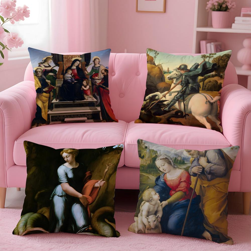 Classical RRaffaello Santi Cushion Cover Pillow Case Ultra Soft Skin Friendly Fabric Cloud Like Comfort  Concealed Zipper