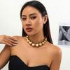 Vintage Big Beads Choker Necklace For Women Girls Exaggerated Clavicle Chain