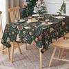 140*100cm Christmas Table Cover Cartoon Pattern Rectangle Christmas Tablecloth Easy Clean Festive Print Vintage Tablecloth Party