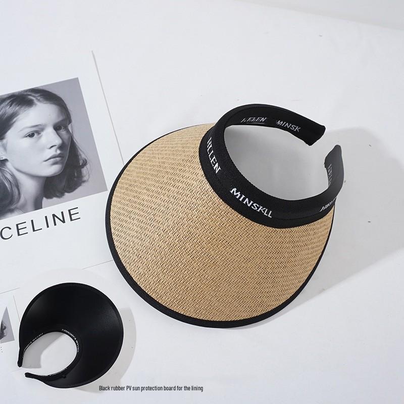 Women's Fashionable Wide Brim Sun Hat - Versatile Hollow Top for Outdoor Sun Protection and Cycling