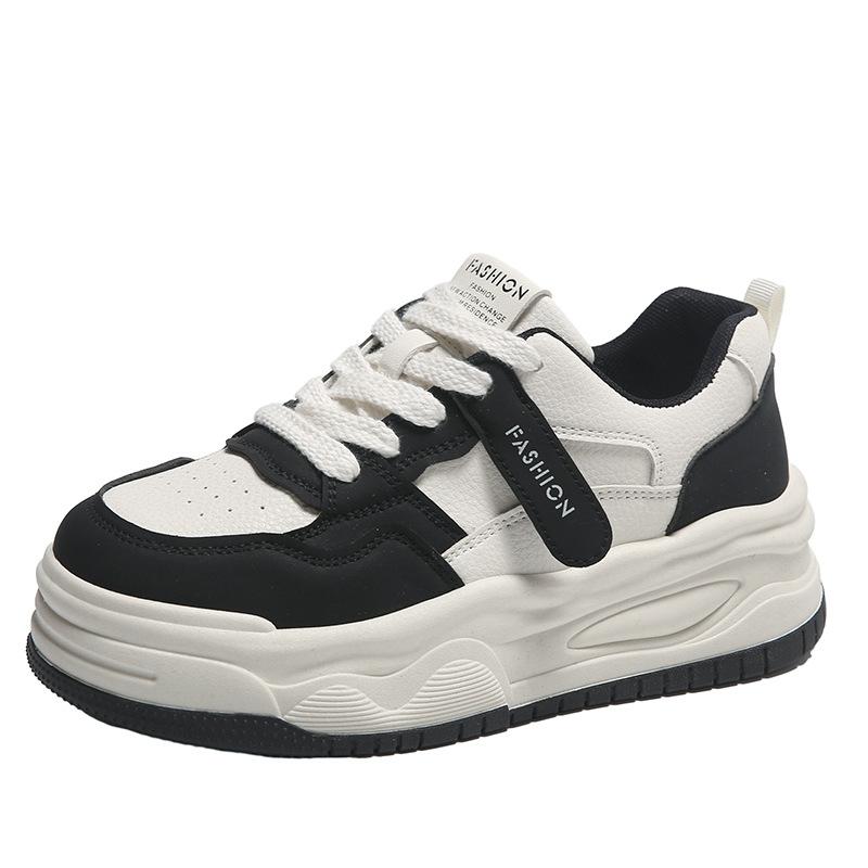 

Platform-soled white shoes women s new 2025 platform-soled autumn versatile student round head casual sports board shoes 35 чёрный