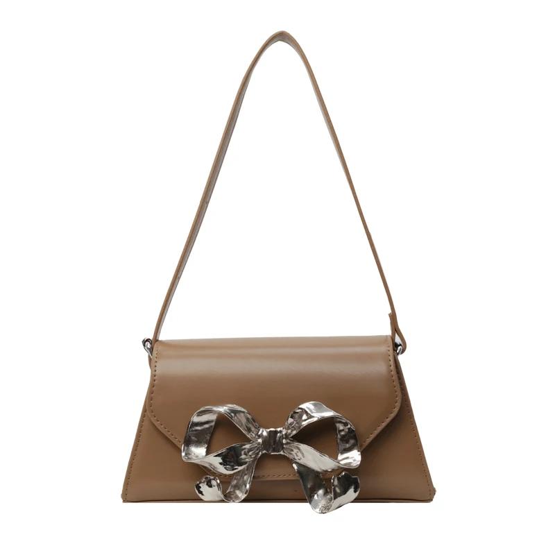 Spring and Summer Fashionable Bow Decoration Crossbody Bags For Women‘s Luxury Designer Solid Color PU Leather Shoulder Handbags