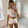 Women's Rib Knit Shorts Slim Fit Workout Gym Shorts High Waist Tummy Control Biker
