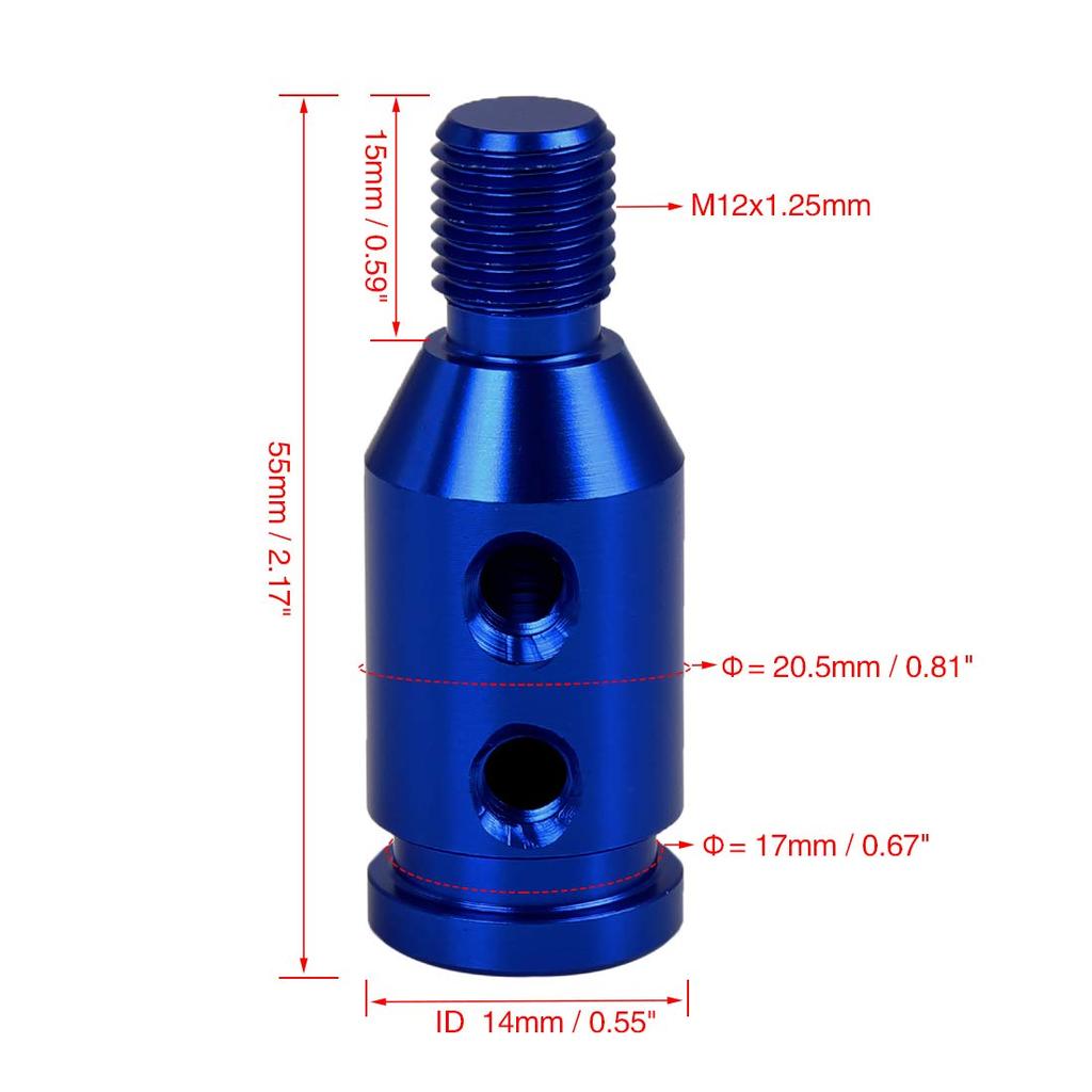 uxcell Shift Knob Gear Shift Knob Adapter Shift Knob Conversion Adapter M12 x 1.25 Universal for Threaded Shifter Blue