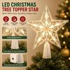 Water Drop Pattern LED Star Topper Transparent Five Point Star Topper Christmas Tree Decor