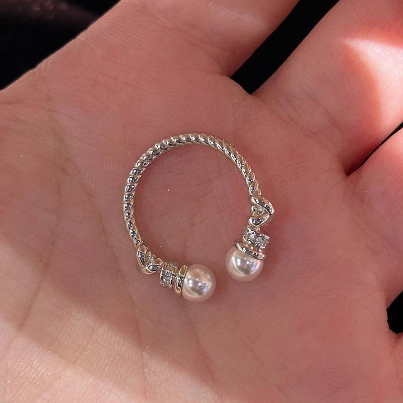 Xiaohongshu Pearl Ring: Japanese-Korean Style, Light Luxury, Sweet & Versatile for Women. Adjustable Opening