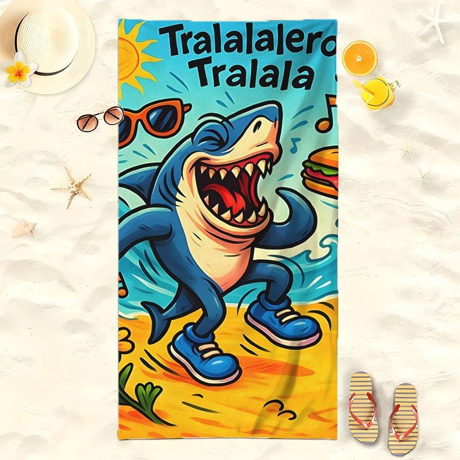 1 шт. Tralalero Tralala Пляжное полотенце Мультяшное Быстросохнущее Супервпитывающее Подходит для пляжного отдыха Бассейна Летний Подарок для Друзей W40*H60(CM)