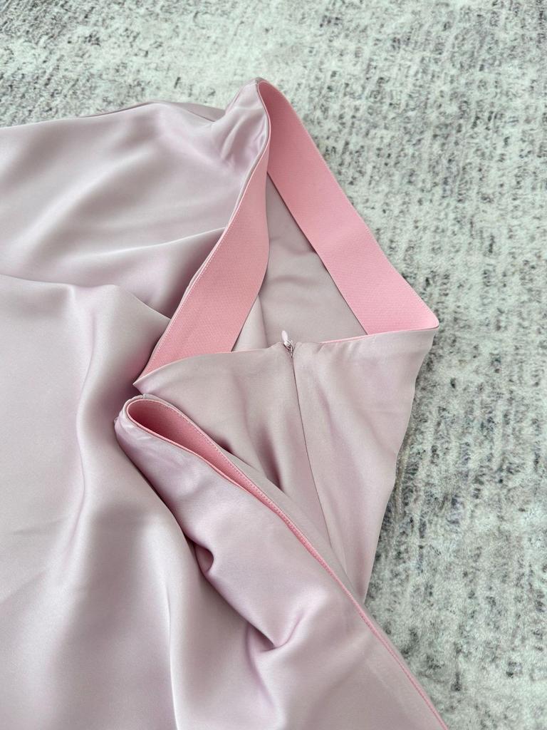 2024 Summer High-Waist Satin A-Line Drape Skirt for Women