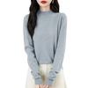 Women's Fashion Flat-Knit Half-Turtleneck Pullover Sweater Solid Color Long-Sleeve Top