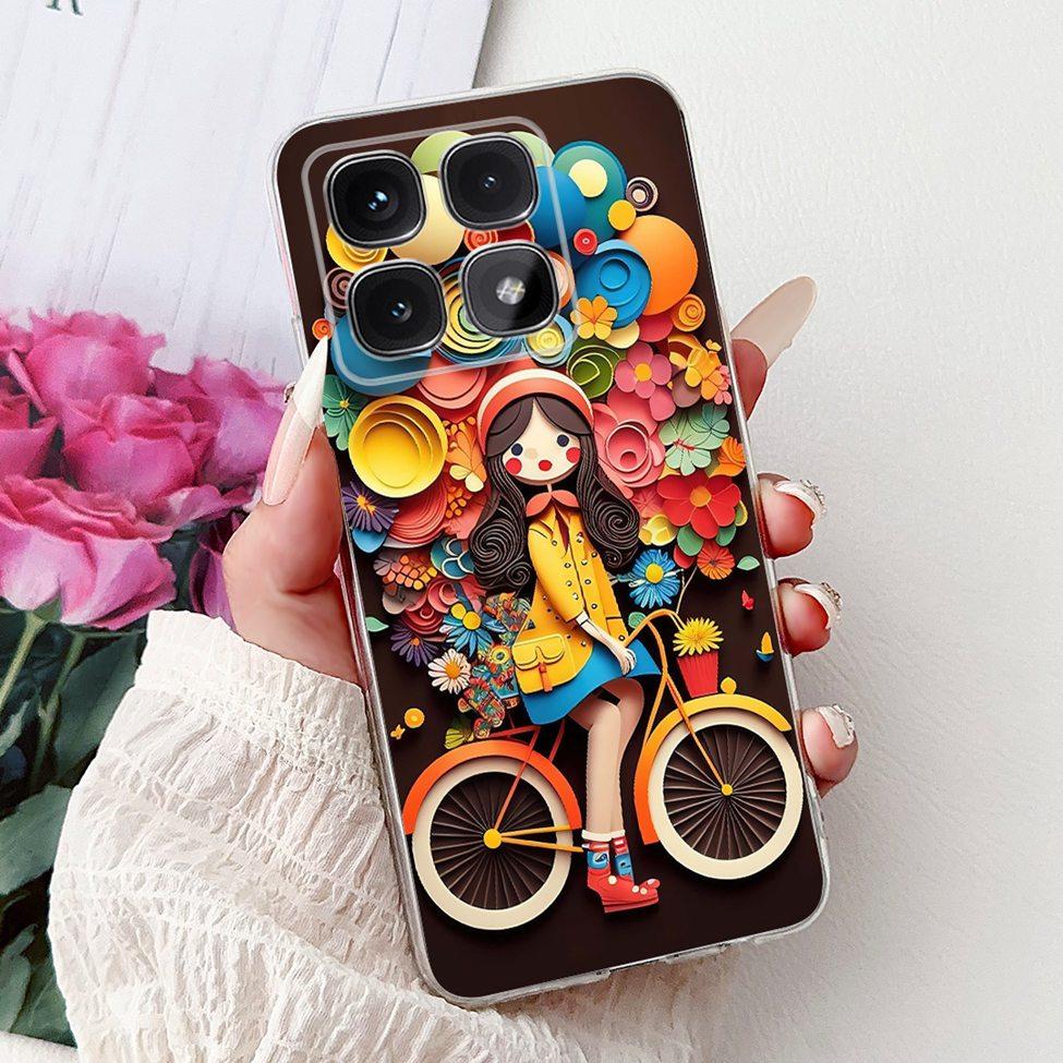 Clear For Xiaomi 14T Case Cover Luxury Cute Cat Fashion Flowers Funny Cool Painted Soft Phone Case 2406APNFAG