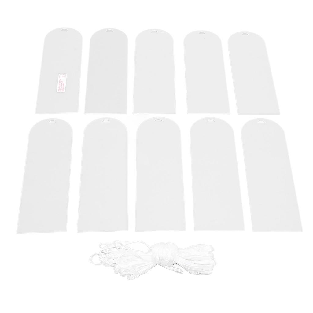 11 Pcs Set Acrylic Blanks Clear Rectangular Acrylic Place Cards with White Ribbon for Wedding Birthday Party