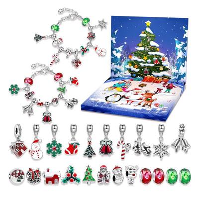 Advent Calendar 2025 Jewelry Advent Christmas Bracelet for 24 Days Countdown Festive Atmosphere Enhancer Jewelry Crafting Kit
