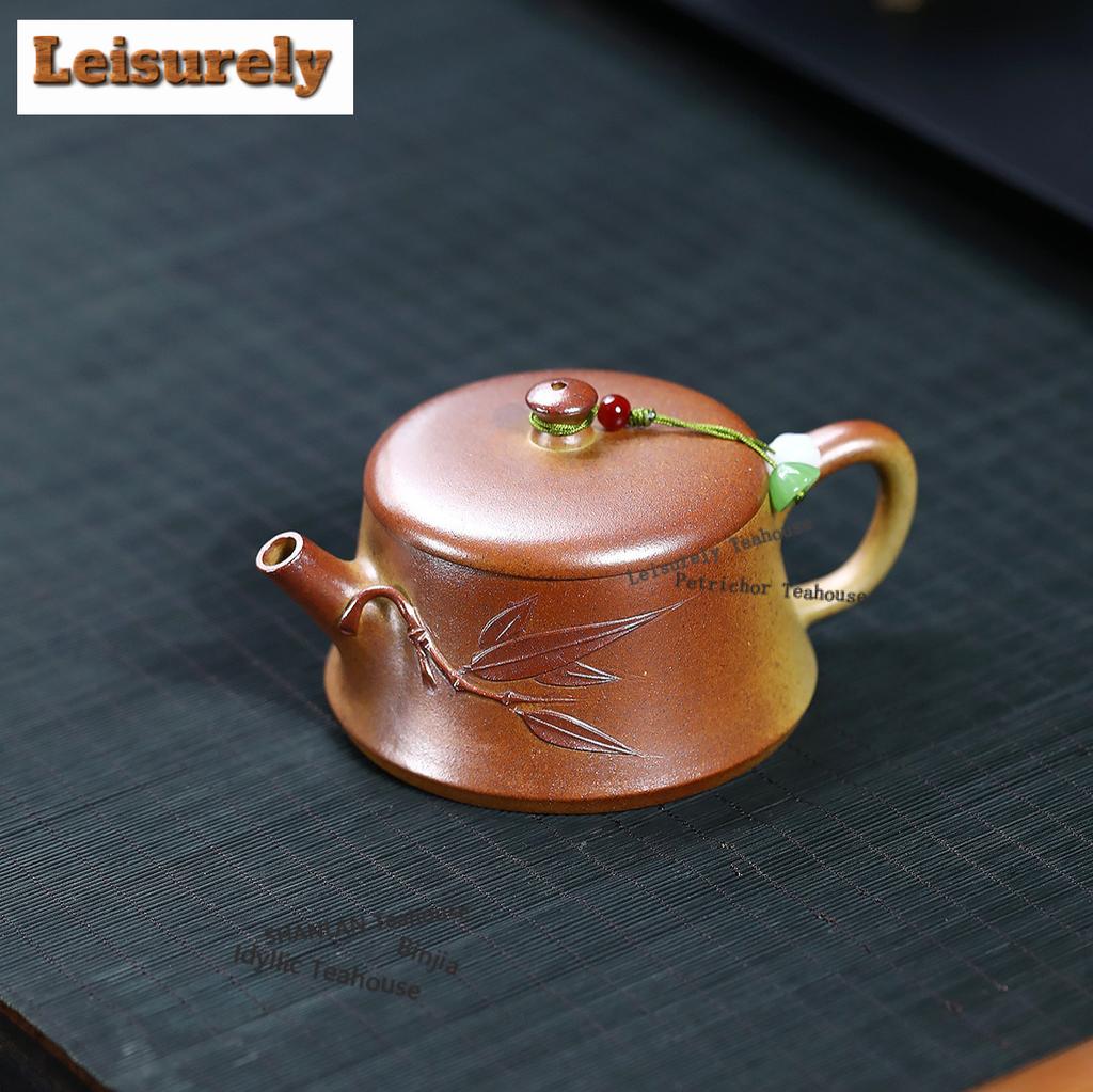 150ml Yixing Lila Ton Teekannen Handgemacht Stein Schöpfkännchen Rohmaterial Goldabschnitt Ton Teefilter Kanne Mit Sieb Zisha Teegeschirr