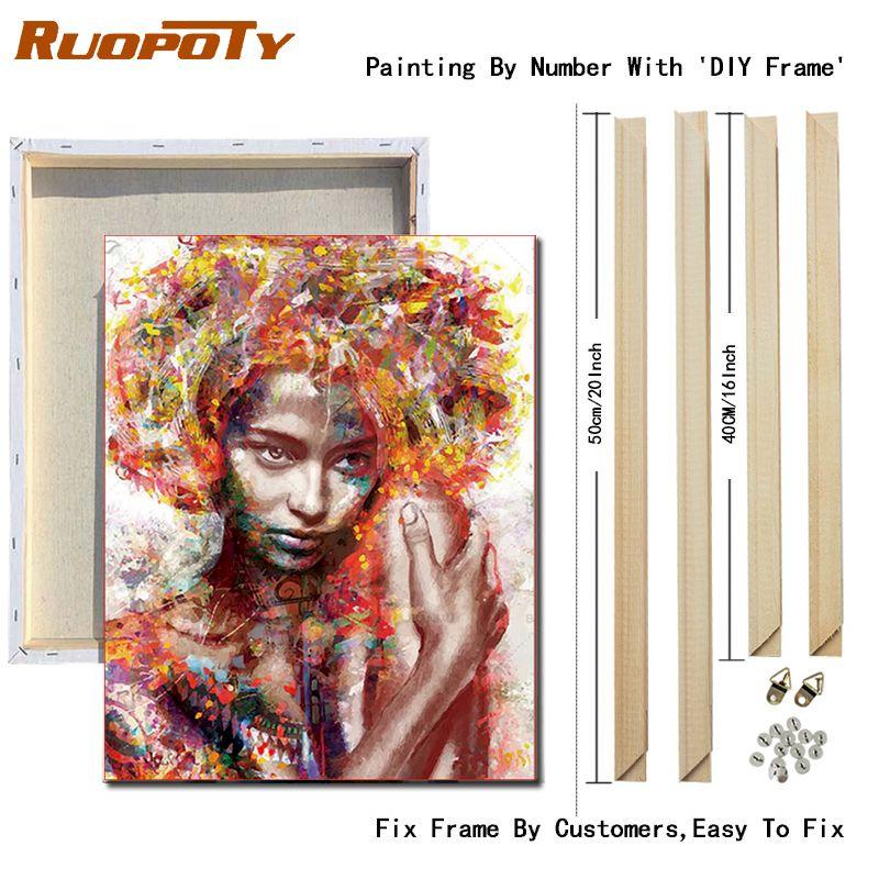 RUOPOTY Color Lady Painting By Numbers Kits For Adults Abstract Figure Picture Acrylic Paint Color Draw Hand Painted On Canvas