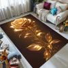 1PC Golden Rose Pattern Carpet for Living Room Bedroom Bedside Floor Mat Sofa Table Area Rugs Home Decor Large Size