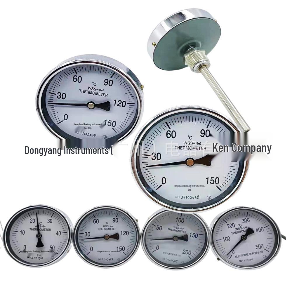 Axial Bimetallic Thermometer Gauge, Stainless Steel, for Industrial Boiler and Pipeline Temperature Measurement (WSS303/401/501).