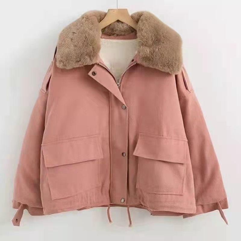 Petite Women's 2025 Winter Parka: Fleece-lined, Thickened Cotton Jacket with Fur Collar