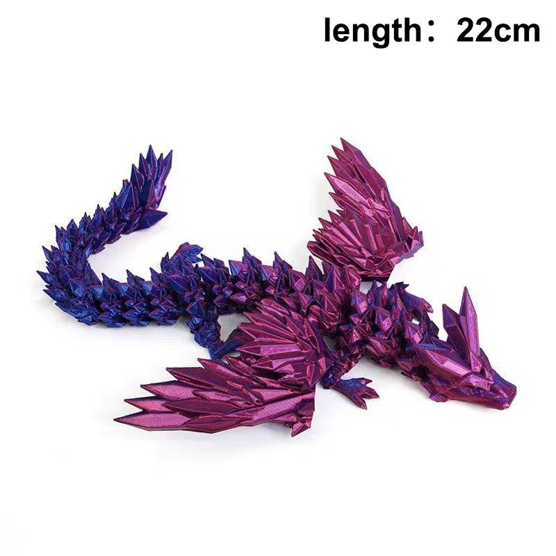 3D Printed Dragon Colorful Gem Dragon Figurines Movable Joint Rotatable Articulated Dragon Crafts Desktop Western Action Figure