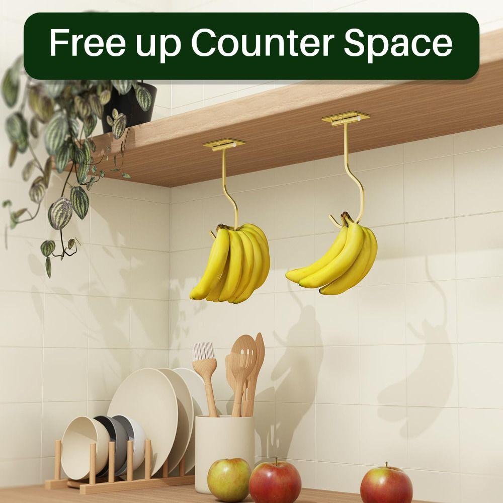 Wall Mount Under Cabinet Banana Hook Rotation Adhesive Bananas Hanger Banana Storage Hook Kitchen