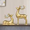 2Pcs Wealth Deer Ornament The Deer of Fortune Figurine Resin Modern Artistic Tabletop Deer Statue Gift for Birthday Housewarming