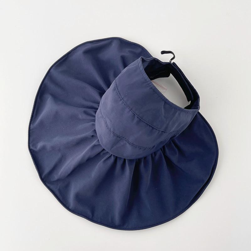 

Summer Empty Top Wide Brim Sun Hat For Women Anti UV Sunscreen Bucket Hat Female Sun Protection Outdoor Beach Cap темно-синього кольору