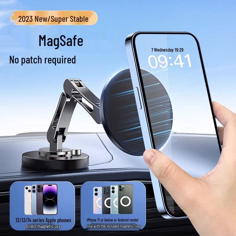 Magnetic Car Phone Holder for Tesla Screen - 360° Rotation, MagSafe, Wireless Charging