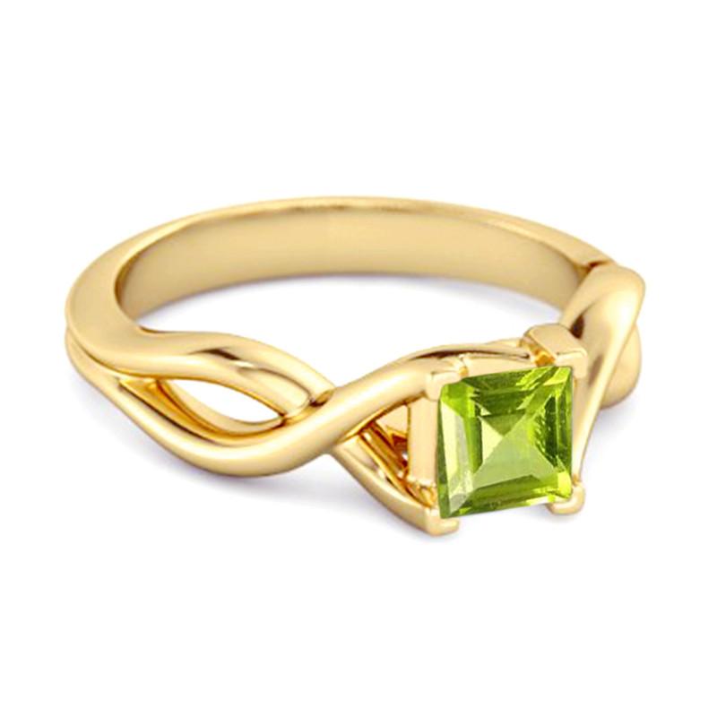 Peridot Twisted Vine Band Ring - 925 Sterling Silver Gold Vermeil