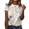 Women's Fashion Casual T-Shirt Floral Print Round Neck Short Sleeve Top