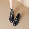 Ruodan, Left Bank Paris~! Bold Heel British Gold Buckle Loafers Women'S Small Leather Shoes Patent Leather Black Single Shoes