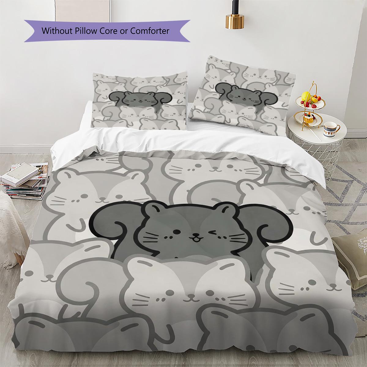

Gray squirrel Pattern Bedding Quilt Set Quilt Cover Pillowcase Home Decoration Birthday Gift (1 * duvet cover + 2 * pillowcase, without core) 135x200cm