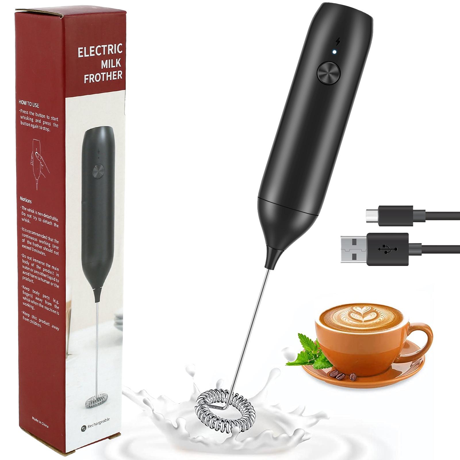 Wireless Electric Milk Frothers USB Recharge Handheld Milk Foamer Mini Blender Stainless Steel Whisk Foam Maker for Home Office