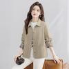 Women's Autumn Lapel Color Block Loose Jacket