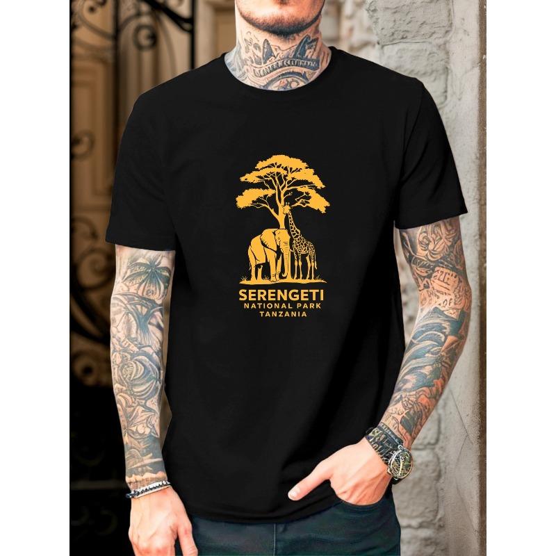 European sizes Men s Tanzania Safari T-Shirt - Lightweight Serengeti National Park Graphic Tee S
