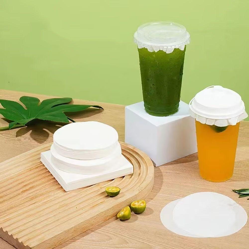 500Pcs Durable Disposable Milk Tea Leakproof Paper 11/12/13/14/15cm Round Leak Proof Paper Splash Proof Gasket Milk Tea Cup