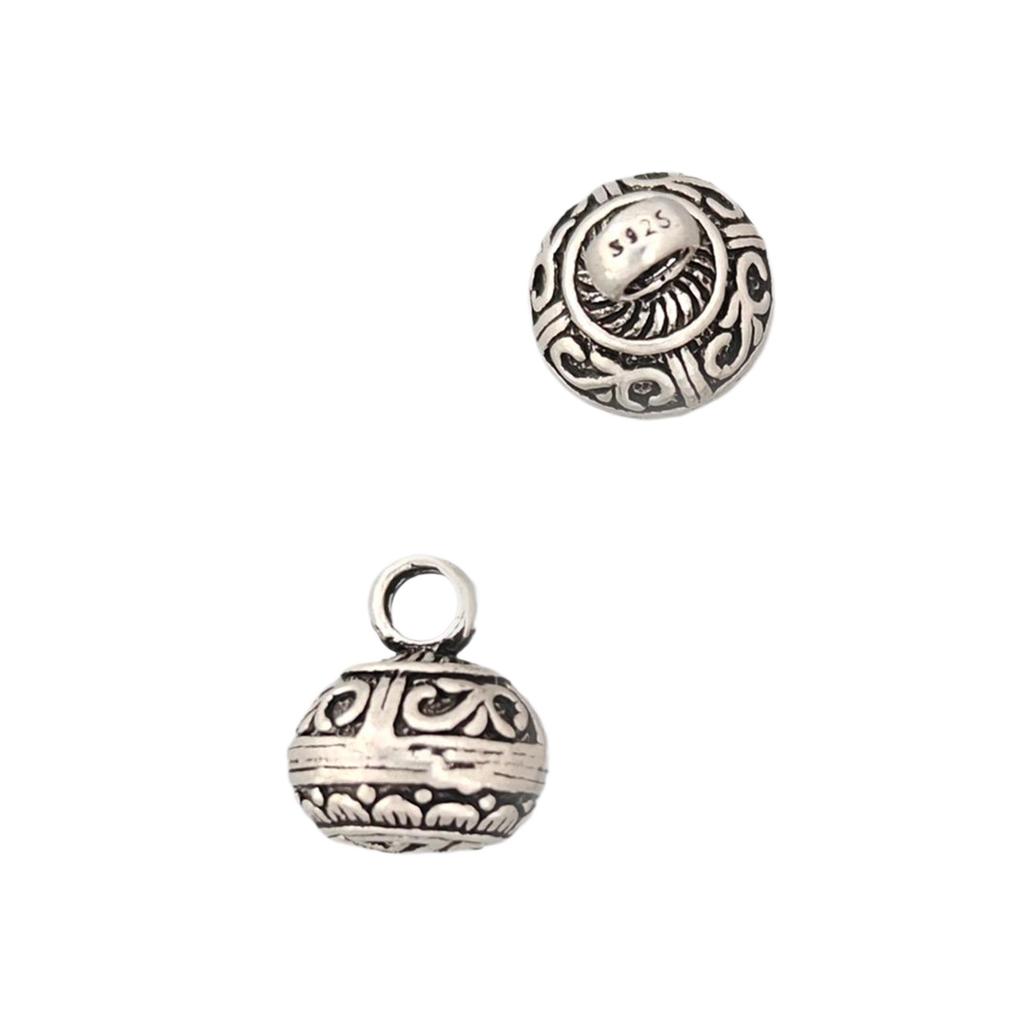 S925 Sterling Silver Retro Floral Pendant Bracelet DIY Spacer Bead Jewelry Accessory