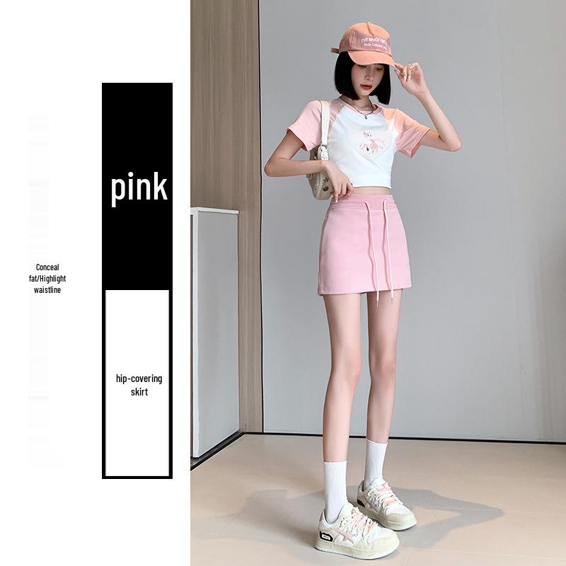 Douyin-Style Grey A-Line High-Waist Sporty Mini Skirt for Women - Summer 2025