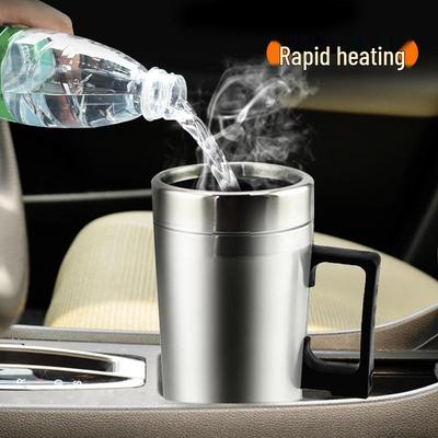 Stal Nierdzewna Elektryczny Podgrzewany Kubek Podróżny 12V/24V, Izolowany Czajnik Samochodowy
