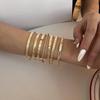 Exaggerated Wide Band Arrow Rhombus Floral Open Cuff Bracelet Set - Stackable Metal Hand Jewelry