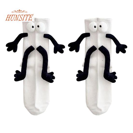 

1 пара креативных унисекс забавных носков с 3D-куклой, высокие эластичные носки в рубчик средней длины белый