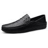 Men's Crocodile Pattern Slip-On Leather Loafers - Large, Versatile, Casual Driving Shoes