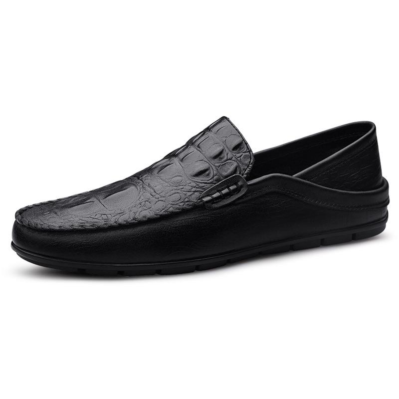Men s Plus Size White Crocodile Pattern Loafers - British Casual Leather Slip-Ons 39