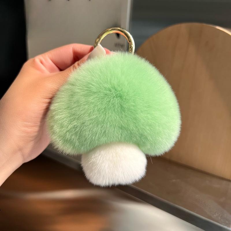 [Ciupercuță drăguță] Păr real de iepure Rex breloc de mașină pandantiv ins celebritate pe internet pompon de păr pandantiv pentru geantă de cărți